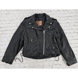 Kerr Leathers Black Leather Lace Up Lined VINTAGE Motorcycle Jacket WOMENS SZ 18